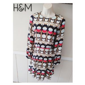 NEW H&M Print Longsleeve Fit and Flare Dress